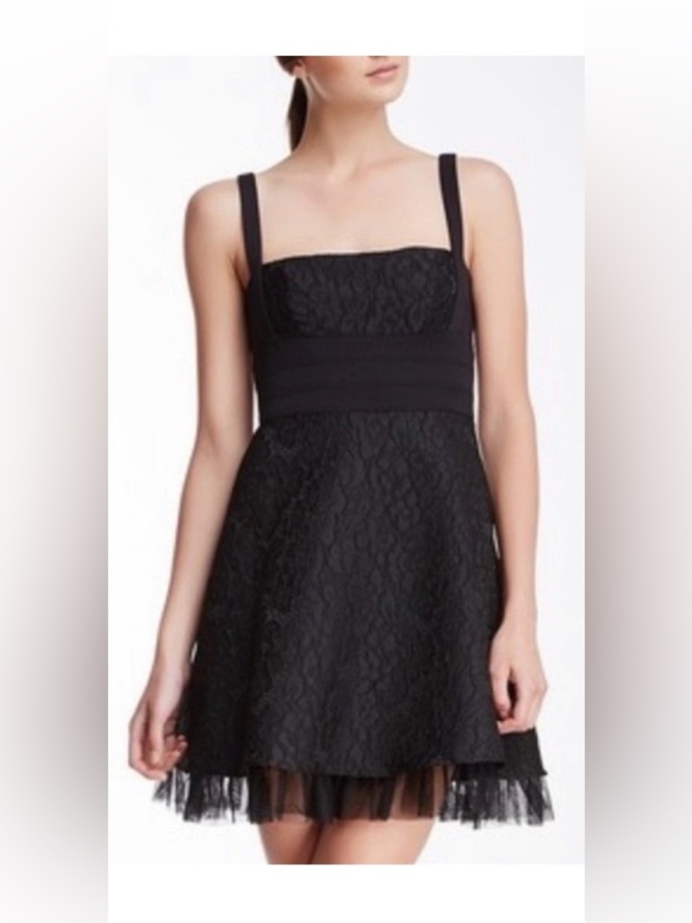 BCBG Black Cocktail Dress Floral Embroidered NWT 2 XS MaxAzria Sleeveless Mini